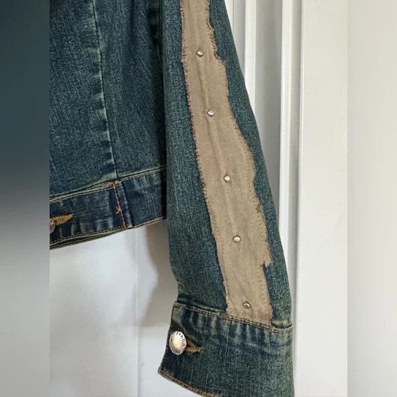 Vintage Prada Jean Jacket blue denimLong Sleeve Sz L Made in Italy